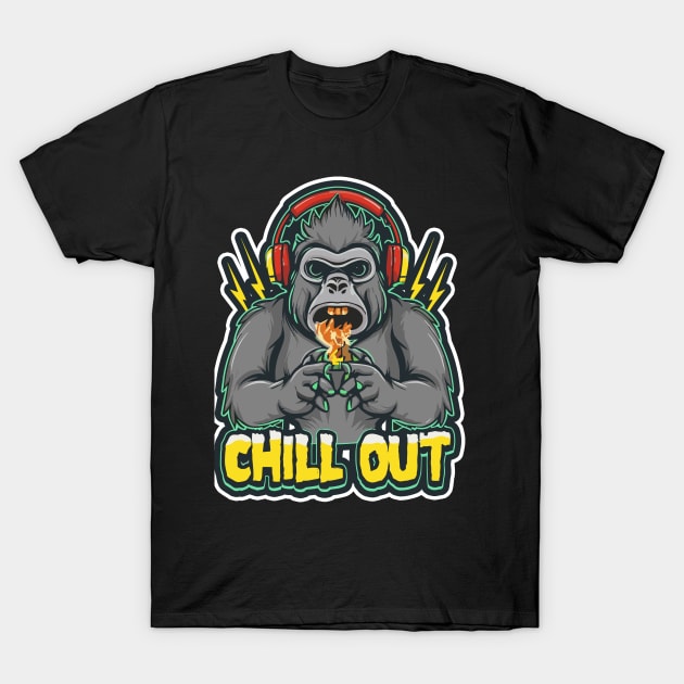 Urban Vibe: Gorilla Wearing Headphones T-Shirt by diegotorres